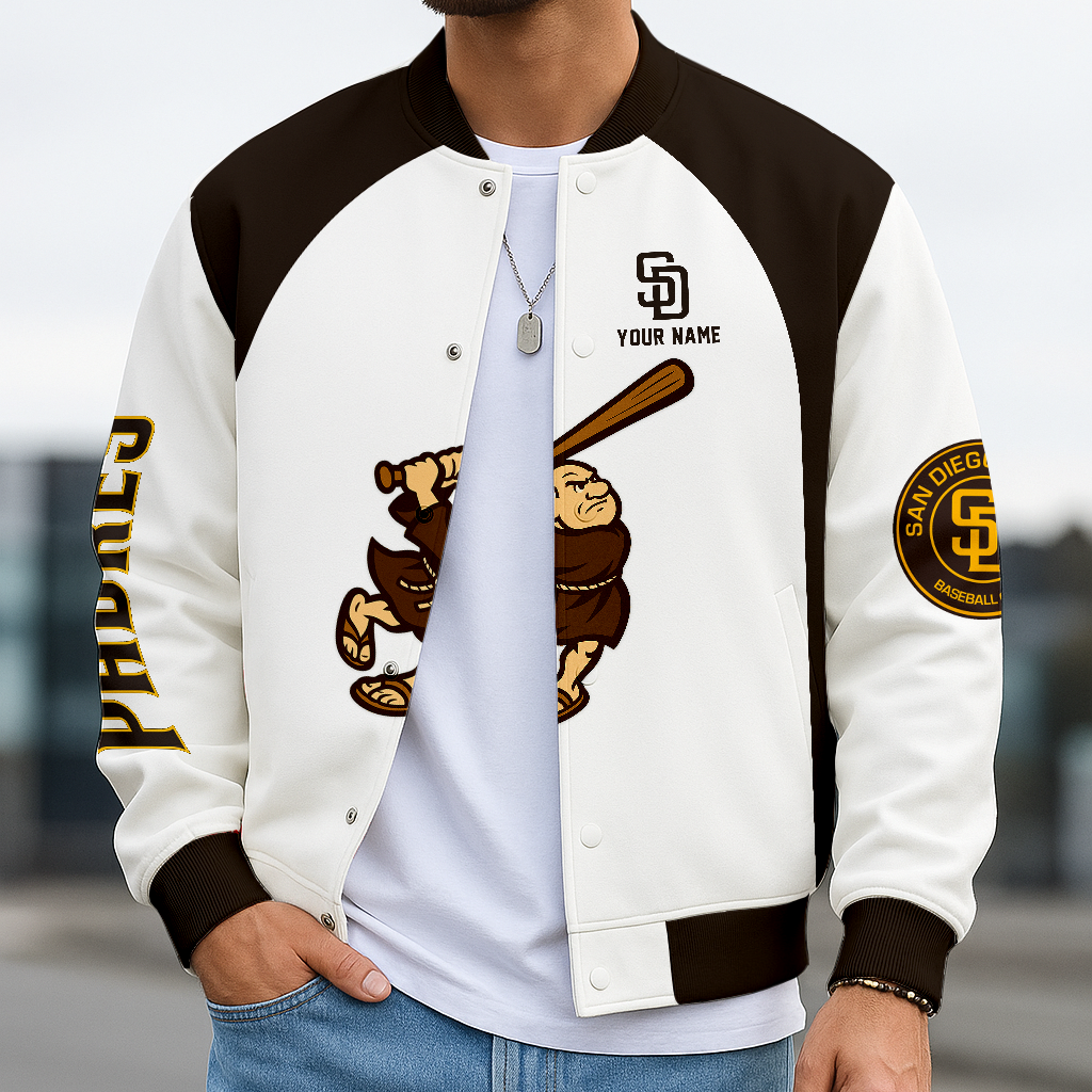 LIMITED EDITION - NEW CUSTOMIZED MLB18 SDP SAN DIEGO PADRES BASEBALL JACKET, SATIN VARSITY JACKET