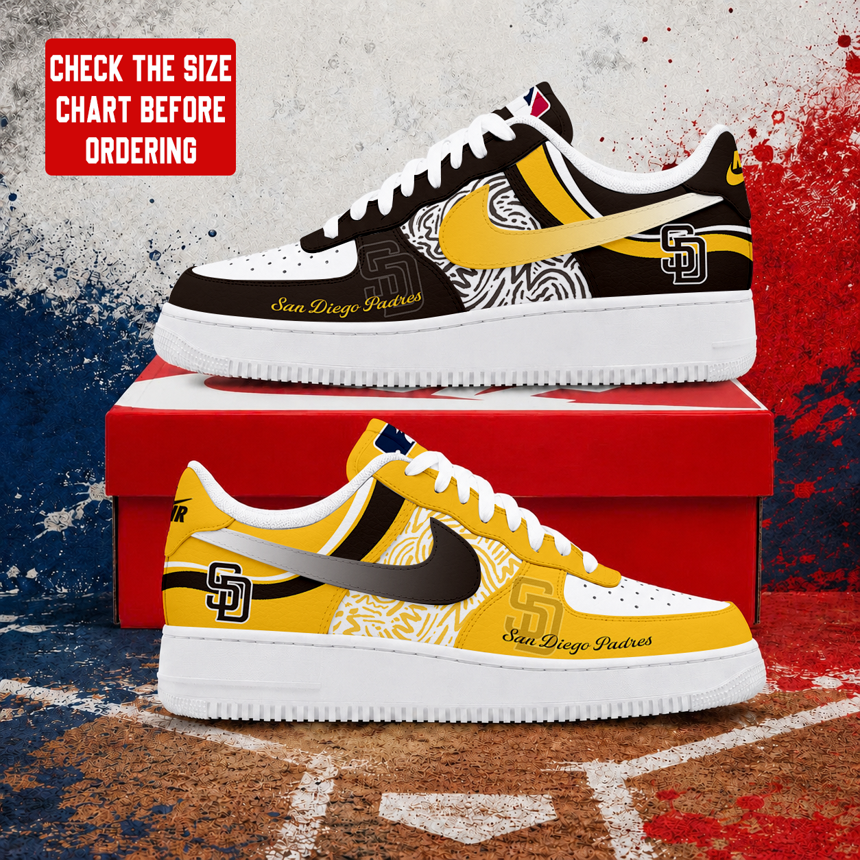 LIMITED EDITION - NEW CUSTOMIZED MLB18 SDP SAN DIEGO PADRES AF1 SHOES