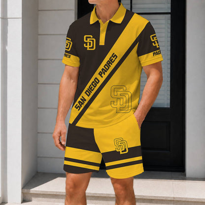 LIMITED EDITION - NEW CUSTOMIZED MLB18 SDP SAN DIEGO PADRES POLO & SHORT PANTS SET