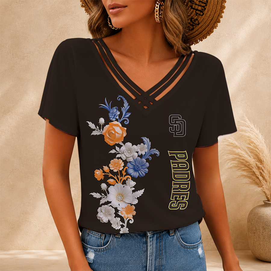 [FLASH SALE] NEW CUSTOMIZED MLB18 SDP SAN DIEGO PADRES V-NECK SHIRT