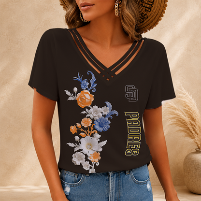 [FLASH SALE] NEW CUSTOMIZED MLB18 SDP SAN DIEGO PADRES V-NECK SHIRT