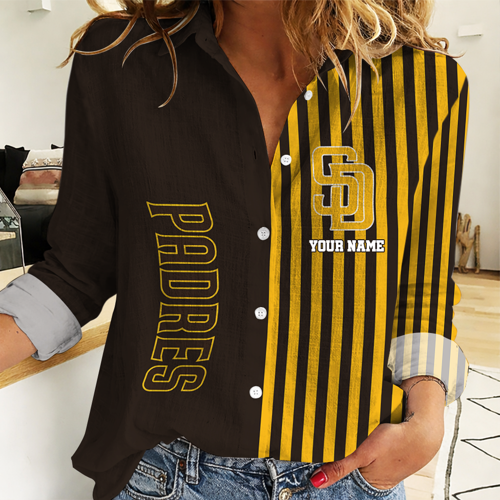 LIMITED EDITION - NEW CUSTOMIZED MLB18 SDP SAN DIEGO PADRES WOMEN CASUAL SHIRT