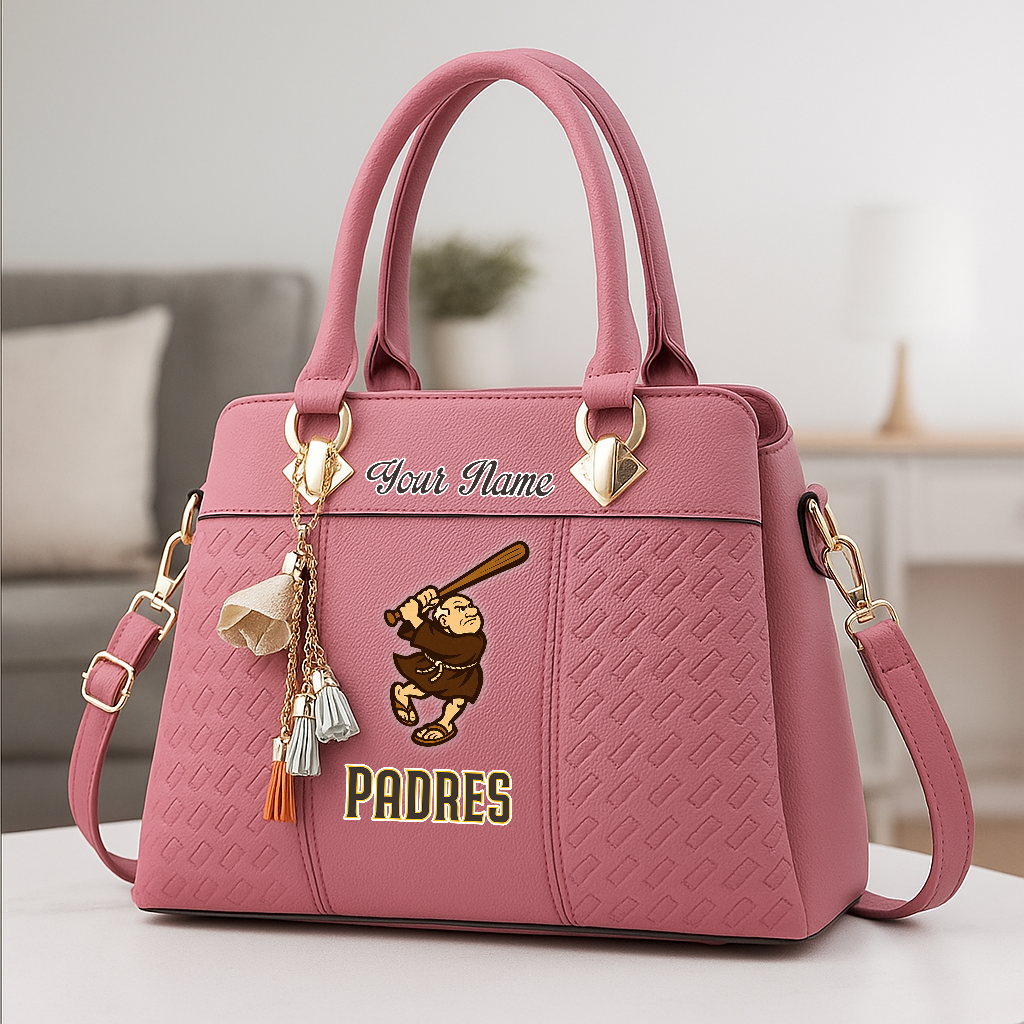 LIMITED EDITION - NEW CUSTOMIZED MLB18 SDP SAN DIEGO PADRES ZIP HANDBAG MULTICOLOR