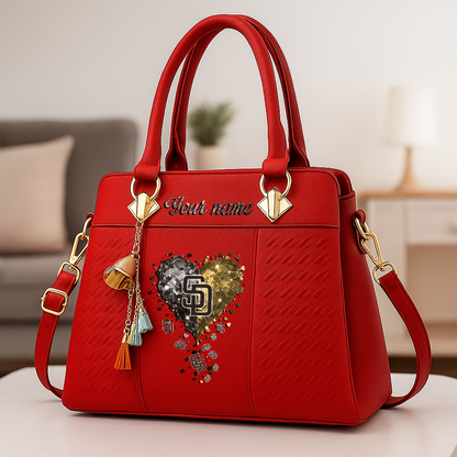 LIMITED EDITION - NEW CUSTOMIZED MLB18 SDP SAN DIEGO PADRES ZIP HANDBAG MULTICOLOR