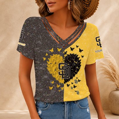 LIMITED EDITION - NEW CUSTOMIZED MLB18 SDP SAN DIEGO PADRES V-NECK SHIRT