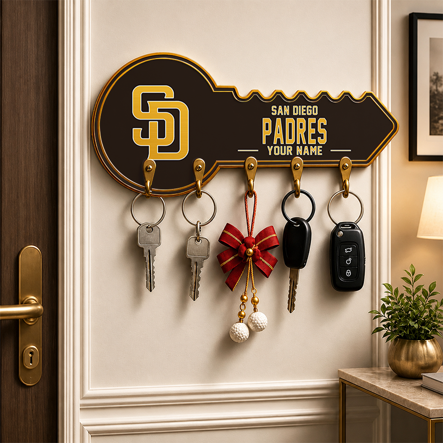 [FLASH SALE] NEW CUSTOMIZED MLB18 SDP SAN DIEGO PADRES WALL KEY HOLDER FOR HOME
