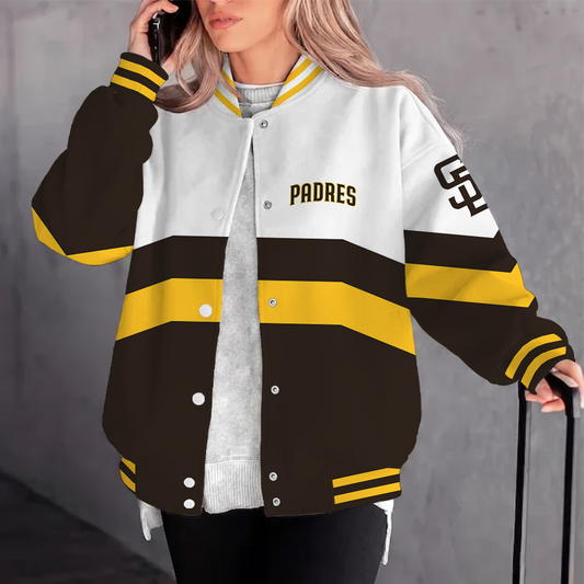 [FLASH SALE] NEW CUSTOMIZED MLB18 SDP SAN DIEGO PADRES SATIN VARSITY & BASEBALL JACKET