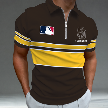 [FLASH SALE] NEW CUSTOMIZED MLB18 SDP SAN DIEGO PADRES ZIP POLO SHIRT