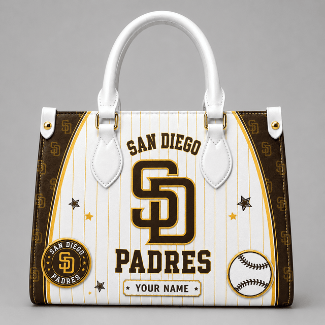 [FLASH SALE] NEW CUSTOMIZED MLB18 SDP SAN DIEGO PADRES LEATHER HANDBAG