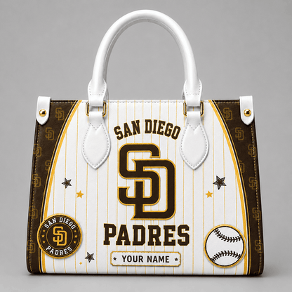 [FLASH SALE] NEW CUSTOMIZED MLB18 SDP SAN DIEGO PADRES LEATHER HANDBAG