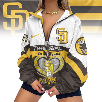 LIMITED EDITION - NEW CUSTOMIZED MLB18 SDP SAN DIEGO PADRES V-NECK ZIPPER SWEATSHIRT JACKET