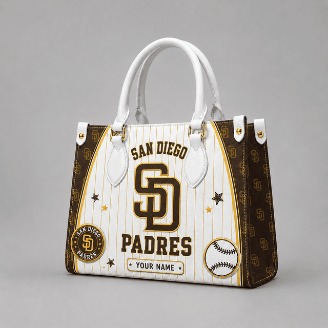 [FLASH SALE] NEW CUSTOMIZED MLB18 SDP SAN DIEGO PADRES LEATHER HANDBAG