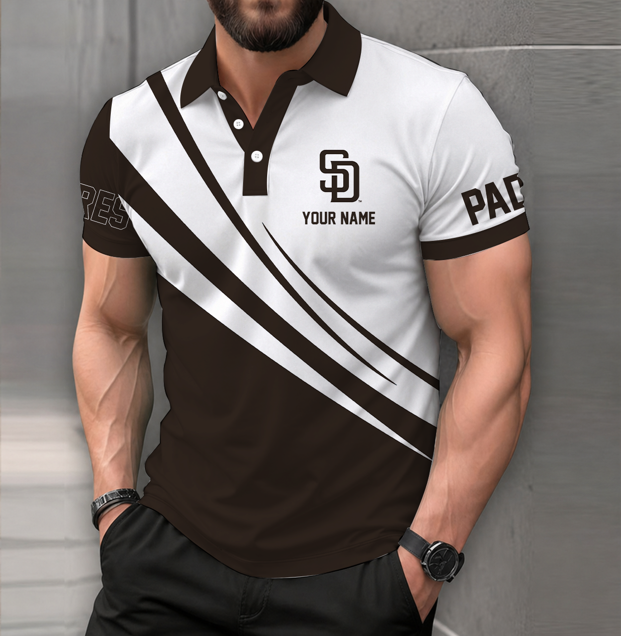 LIMITED EDITION - NEW CUSTOMIZED MLB18 SDP SAN DIEGO PADRES POLO SHIRT