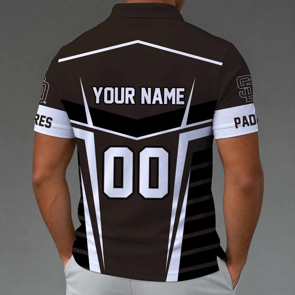 LIMITED EDITION - NEW CUSTOMIZED MLB18 SDP SAN DIEGO PADRES ZIP POLO SHIRT