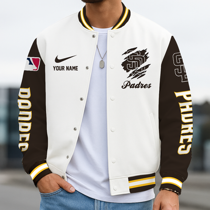 LIMITED EDITION - NEW CUSTOMIZED MLB18 SDP SAN DIEGO PADRES BASEBALL JACKET, SATIN VARSITY JACKET