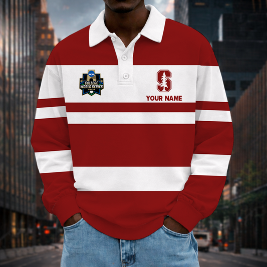 LIMITED EDITION - NEW CUSTOMIZED NCAA CWS18 STC STANFORD CARDINAL UNISEX LONG SLEEVE POLO