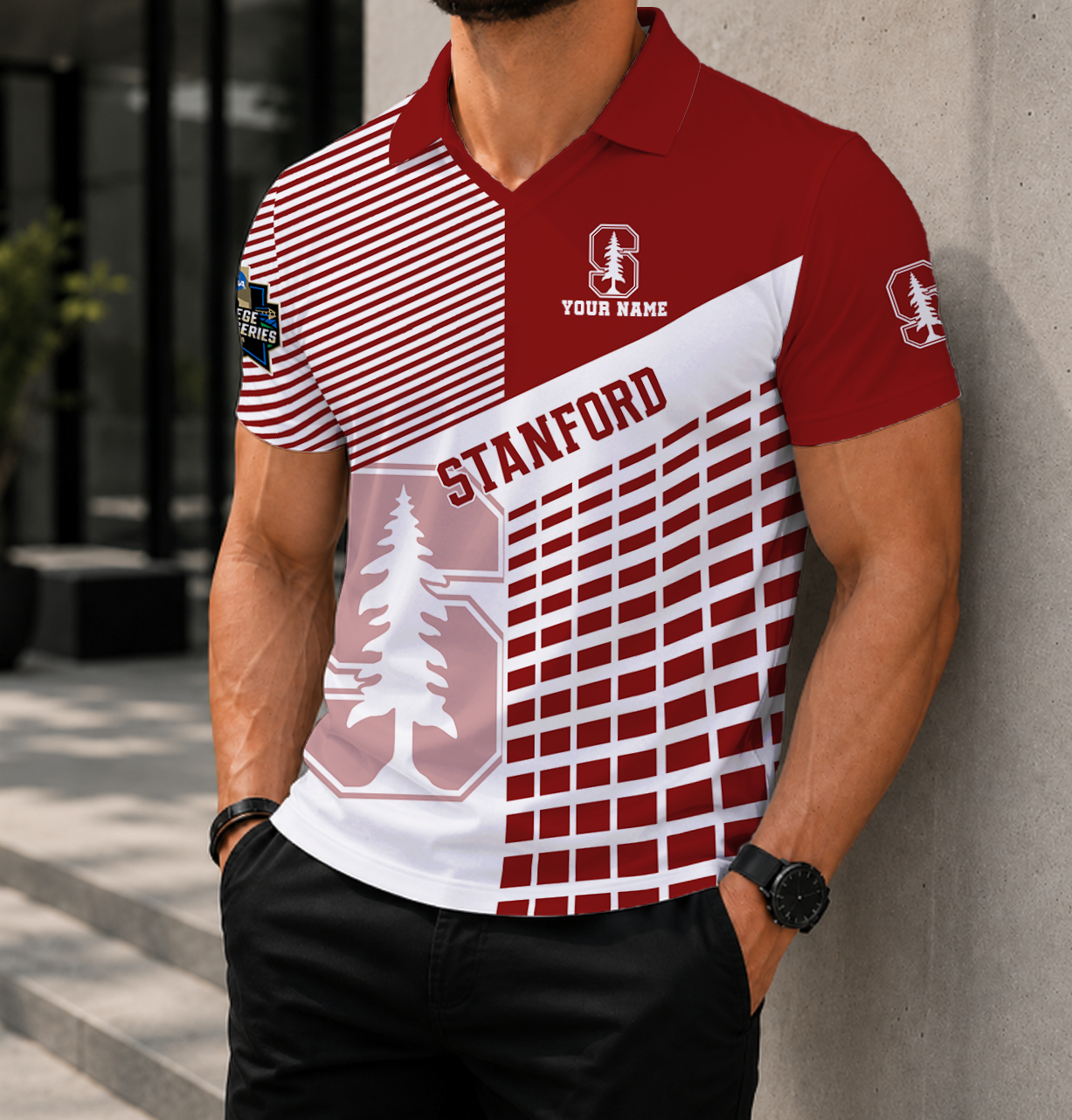 VIRAL EDITION - NEW CUSTOMIZED NCAA CWS18 STC STANFORD CARDINAL POLO SHIRT