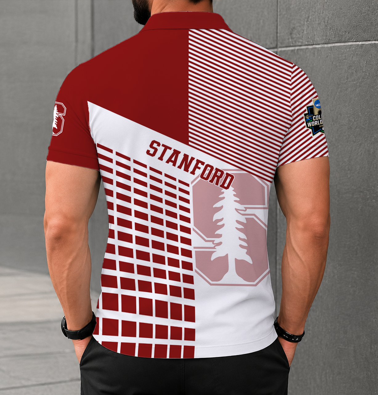 VIRAL EDITION - NEW CUSTOMIZED NCAA CWS18 STC STANFORD CARDINAL POLO SHIRT