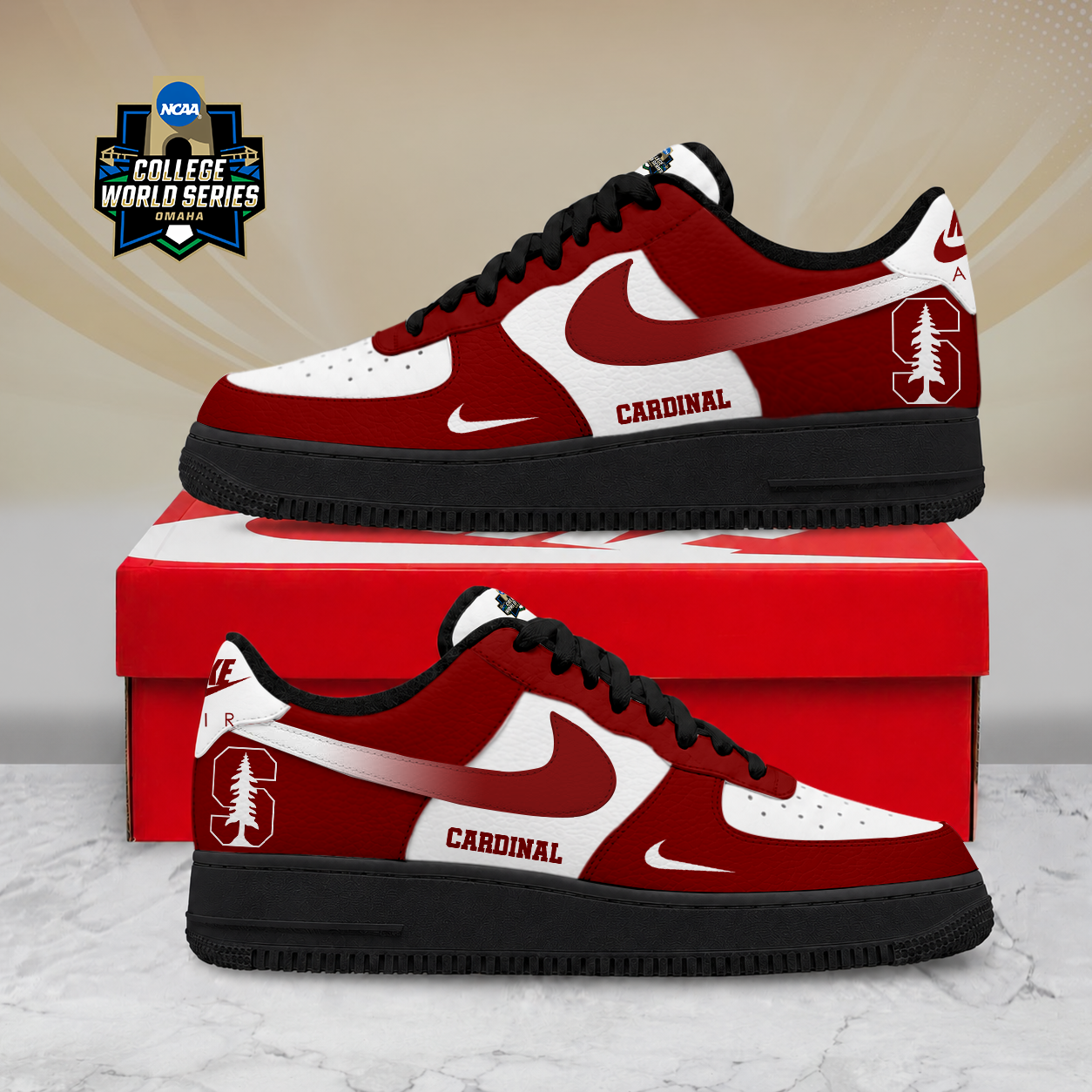 SPECIAL EDITION - NEW CUSTOMIZED NCAA CWS18 STC STANFORD CARDINAL AF1 SHOES
