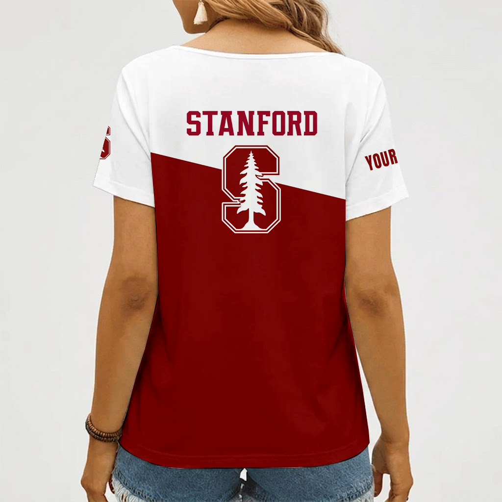 [FAN FAVORITE] NEW CUSTOMIZED NCAA CWS18 STC STANFORD CARDINAL V-NECK FEMALE SHIRT