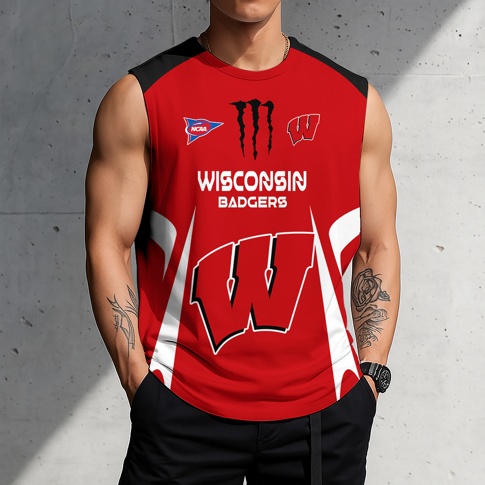 LIMITED DROP - NEW CUSTOMIZED | NCAA FBS18 WSB WS BADGERS MEN'S GYM SHIRT