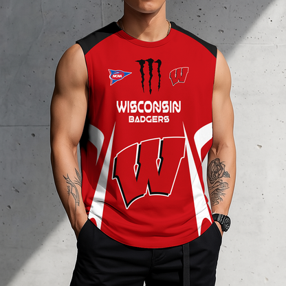 LIMITED DROP - NEW CUSTOMIZED | NCAA FBS18 WSB WS BADGERS MEN'S GYM SHIRT