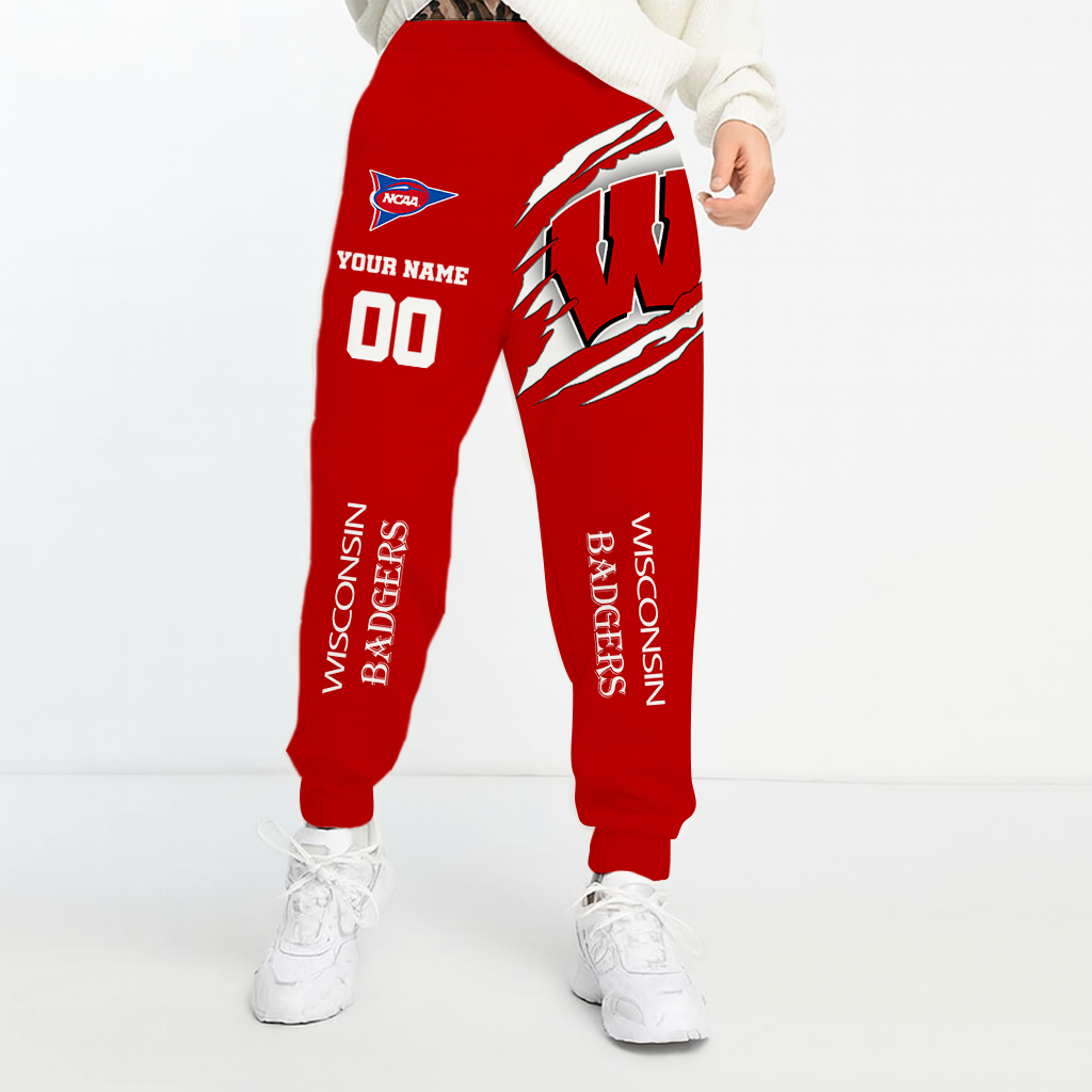 LIMITED EDITION - NEW CUSTOMIZED NCAA FBS18 WSB WISCONSIN BADGERS UNISEX LONG PANTS