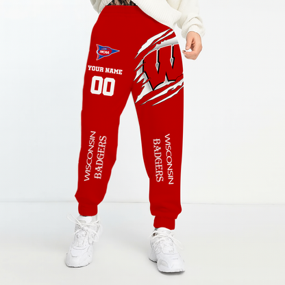 LIMITED EDITION - NEW CUSTOMIZED NCAA FBS18 WSB WISCONSIN BADGERS UNISEX LONG PANTS