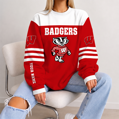 [FAN FAVORITE] NEW CUSTOMIZED NCAA FBS18 WSB WISCONSIN BADGERS UNISEX SWEATSHIRT