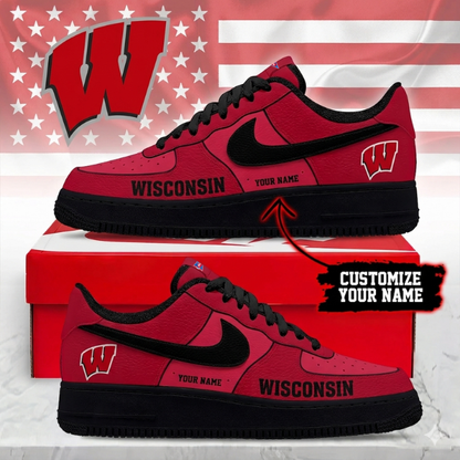 ELITE EDITION - NEW CUSTOMIZED NCAA FBS18 WSB WISCONSIN BADGERS AF1 SHOES