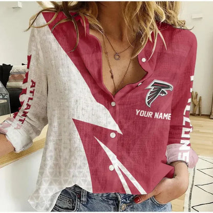 [SPECIAL OFFER] NEW CUSTOMIZED NFL18 ATF ATLANTA FALCONS WOMEN CASUAL SHIRT