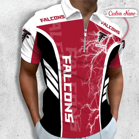 LIMITED EDITION - NEW CUSTOMIZED NFL18 ATF ATLANTA FALCONS ZIP POLO SHIRT