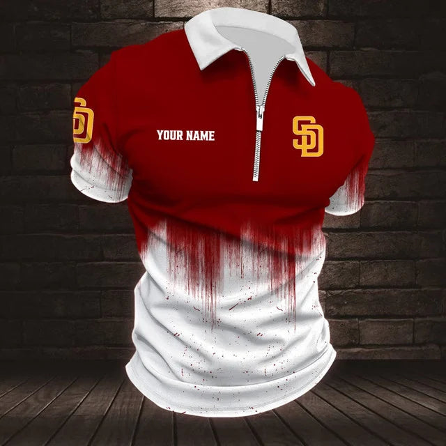[FLASH SALE] NEW CUSTOMIZED MLB18 SDP SAN DIEGO PADRES ZIP POLO SHIRT