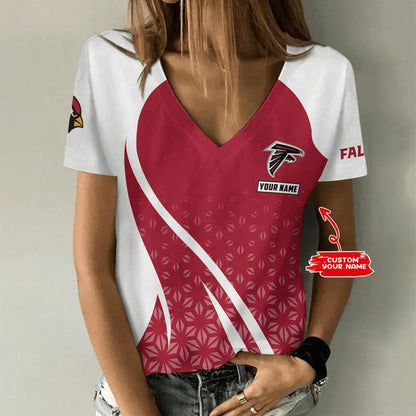 LIMITED EDITION - NEW CUSTOMIZED NFL18 ATF ATLANTA FALCONS V-NECK FEMALE SHIRT