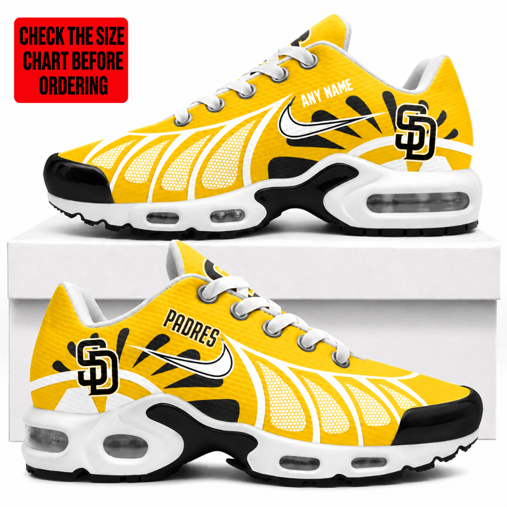 LIMITED EDITION - NEW CUSTOMIZED  MLB18 SDP SAN DIEGO PADRES AIR MAX PLUS SNEAKERS