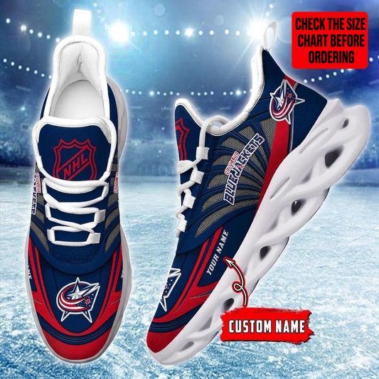 [SUPER SALE] NEW CUSTOMIZED NHL18 CBJ COLUMBUS BLUE JACKETS CLUNKY SNEAKERS