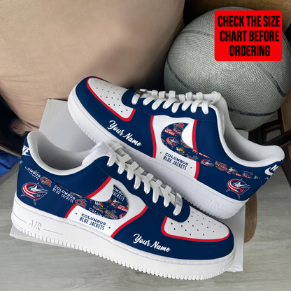 LIMITED EDITION - NEW CUSTOMIZED NHL18 CBJ COLUMBUS BLUE JACKETS AF1 SHOES