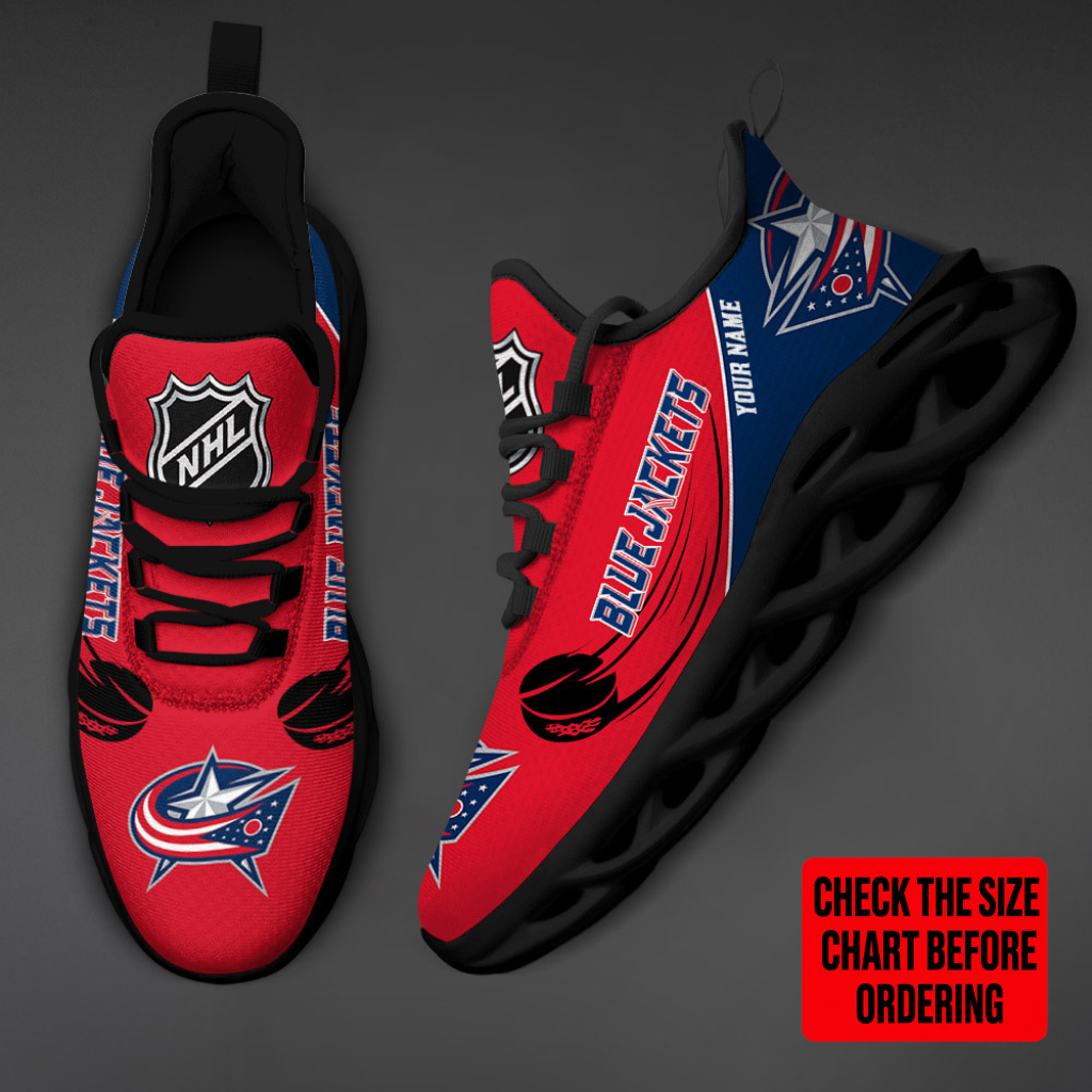 LIMITED EDITION - NEW CUSTOMIZED NHL18 CBJ COLUMBUS BLUE JACKETS CLUNKY SNEAKERS