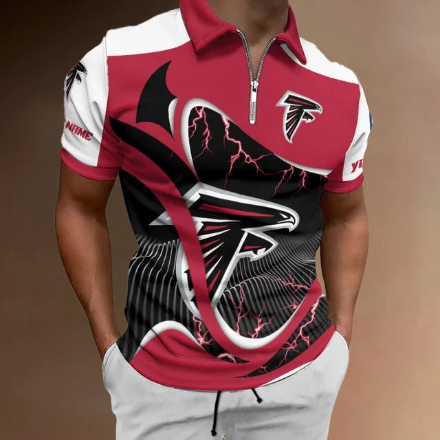LIMITED EDITION - NEW CUSTOMIZED NFL18 ATF ATLANTA FALCONS ZIP POLO SHIRT