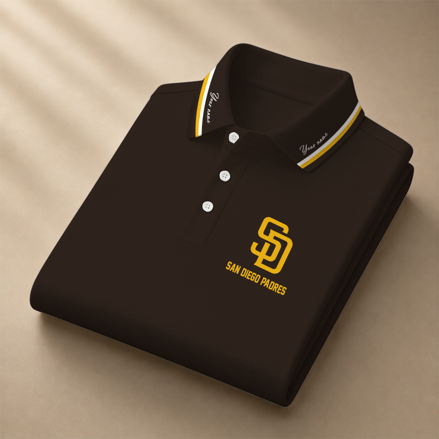 LIMITED EDITION - NEW CUSTOMIZED MLB18 SDP SAN DIEGO PADRES POLO SHIRT