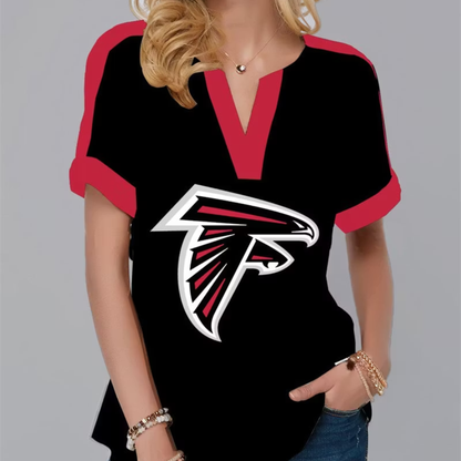 LIMITED EDITION - NEW CUSTOMIZED NFL18 ATF ATLANTA FALCONS V-NECK FEMALE SHIRT
