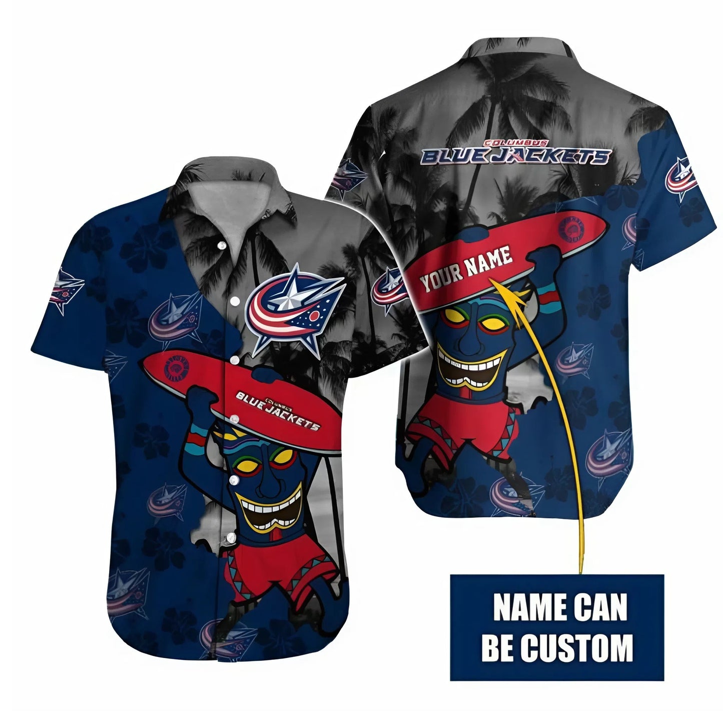 LIMITED EDITION - NEW CUSTOMIZED NHL18 CBJ COLUMBUS BLUE JACKETS UNISEX HAWAIIAN SHIRT