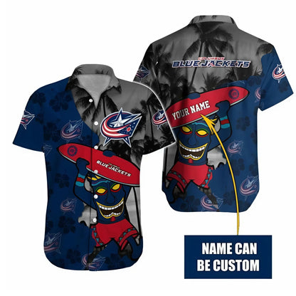 LIMITED EDITION - NEW CUSTOMIZED NHL18 CBJ COLUMBUS BLUE JACKETS UNISEX HAWAIIAN SHIRT