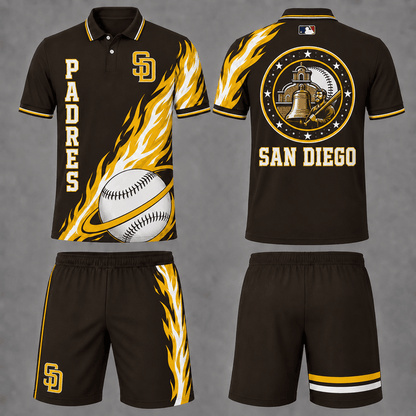 [FLASH SALE] NEW CUSTOMIZED MLB18 SDP SAN DIEGO PADRES POLO SHIRT & SHORT PANTS SET