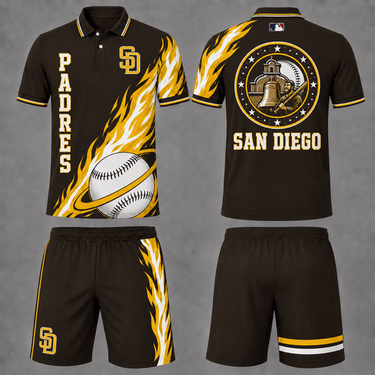 [FLASH SALE] NEW CUSTOMIZED MLB18 SDP SAN DIEGO PADRES POLO SHIRT & SHORT PANTS SET