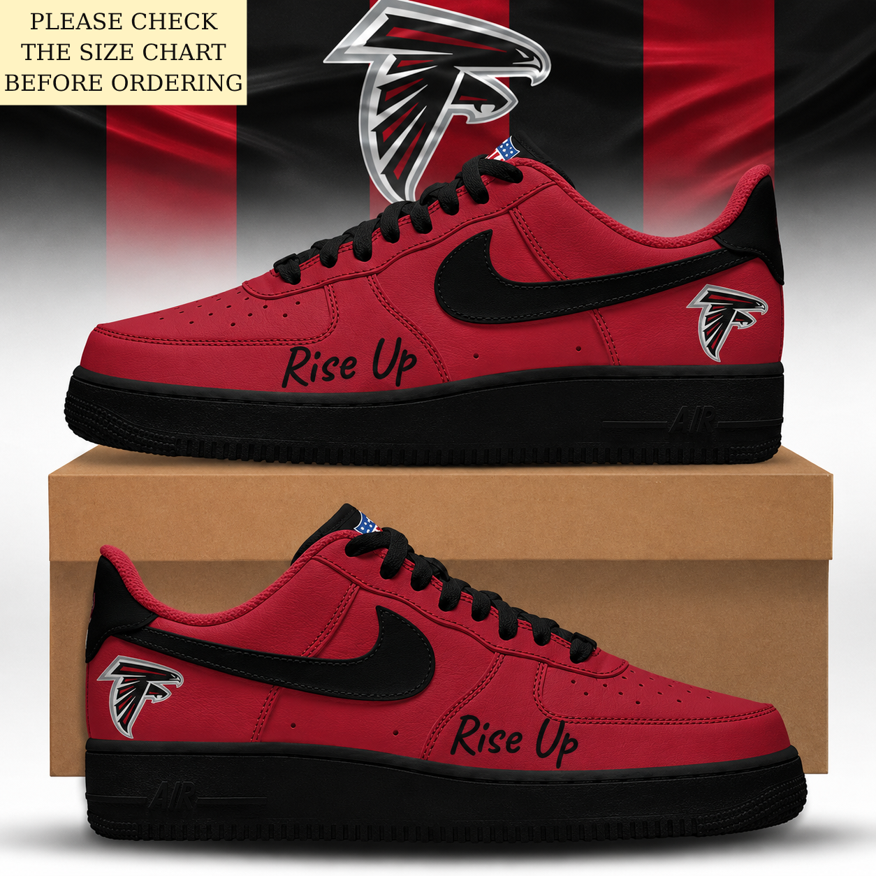 LIMITED EDITION - NEW CUSTOMIZED NFL18 ATF ATLANTA FALCONS AF1 SHOES