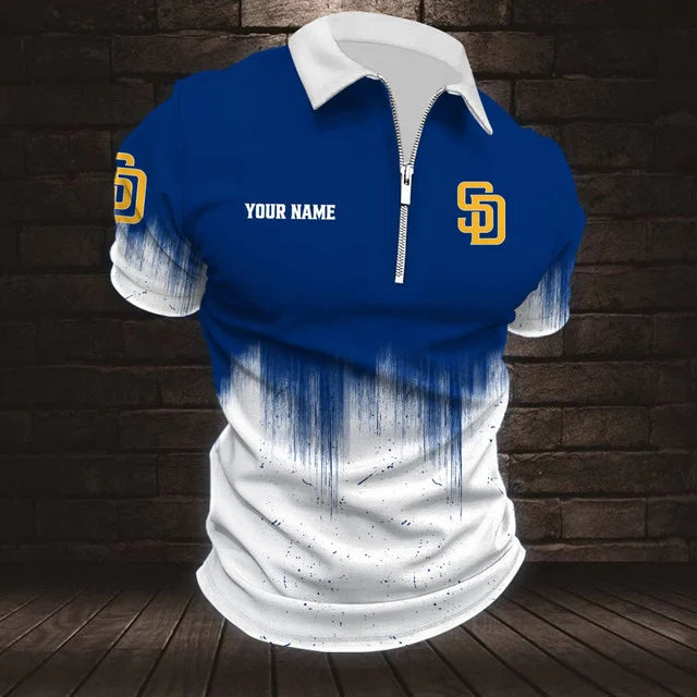 [FLASH SALE] NEW CUSTOMIZED MLB18 SDP SAN DIEGO PADRES ZIP POLO SHIRT