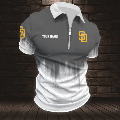 [FLASH SALE] NEW CUSTOMIZED MLB18 SDP SAN DIEGO PADRES ZIP POLO SHIRT