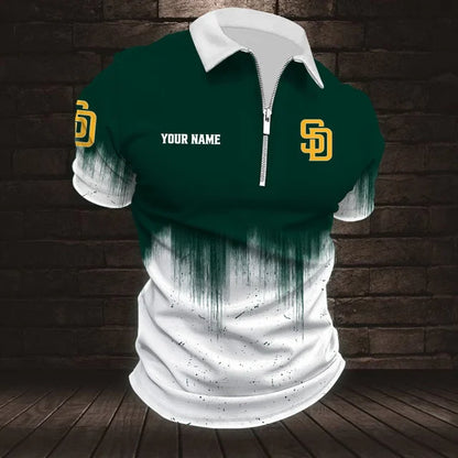 [FLASH SALE] NEW CUSTOMIZED MLB18 SDP SAN DIEGO PADRES ZIP POLO SHIRT