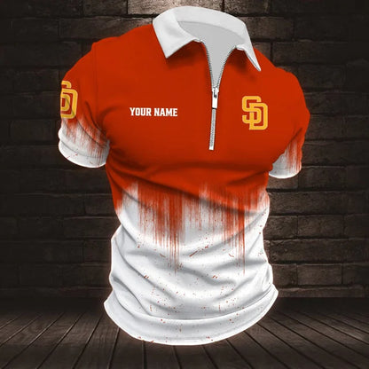 [FLASH SALE] NEW CUSTOMIZED MLB18 SDP SAN DIEGO PADRES ZIP POLO SHIRT